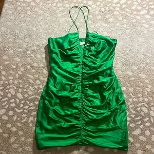 The Sei Green Keyhole Mini Dress